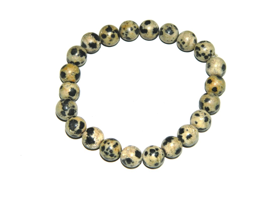 Natural Dalmatian Bracelet round Rekhi energize crystal CrysHeal